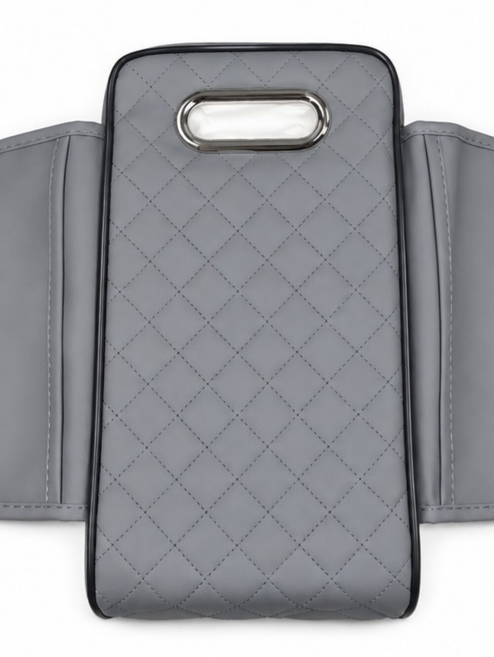 Fkewp Gray Quilted Car Center Console Armrest Cover with Pockets New